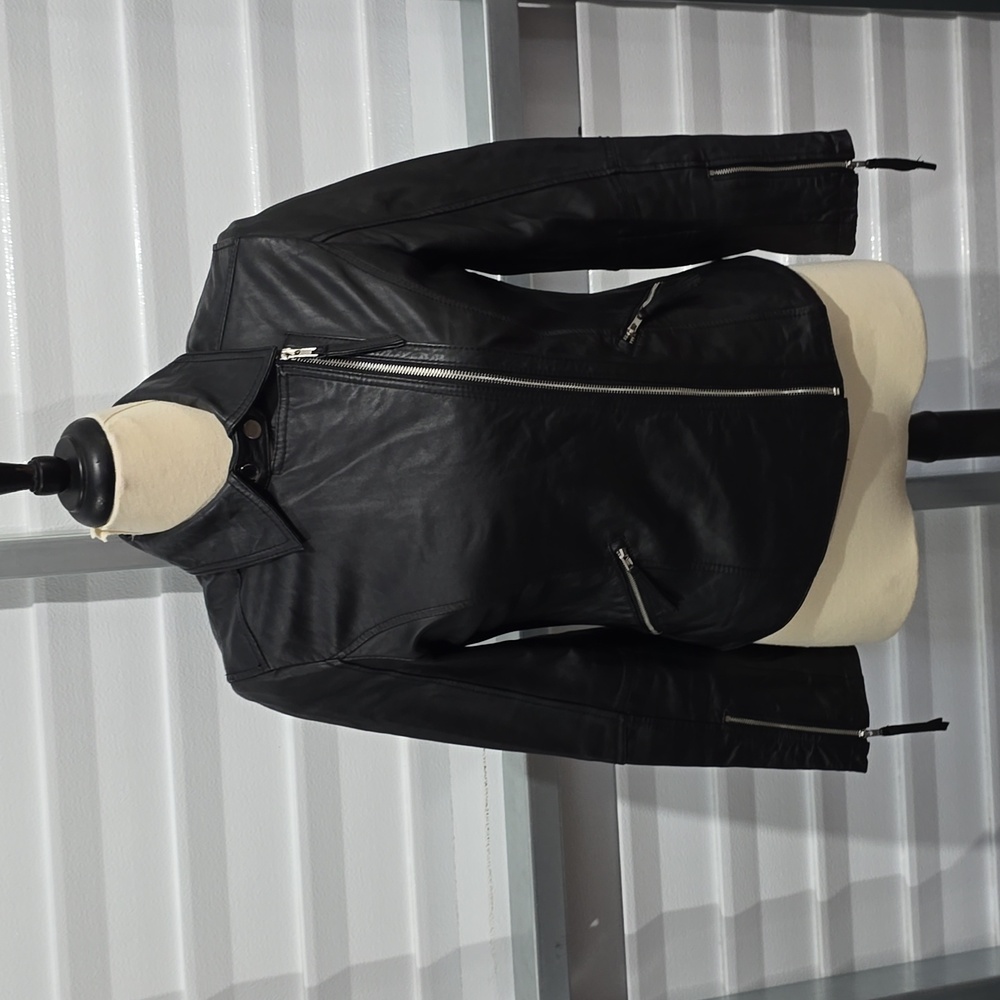 Twiggy Of London Black Leather Motorcycle Javket‎ Size Small NWOT